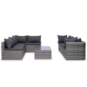 Vidaxl 8 Piece Garden Lounge Set With Cushions Poly Rattan Grey