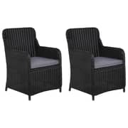Vidaxl Outdoor Chairs With Cushions 2 Pcs Poly Rattan Black