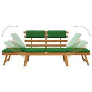 Vidaxl Garden Bench With Cushions 2-in-1 190 Cm Solid Acacia Wood