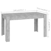 Vidaxl Dining Table Concrete Grey 140x74.5x76 Cm Engineered Wood