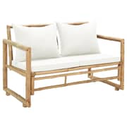 Vidaxl 2 Seater Garden Sofa With Cushions Bamboo