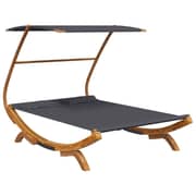 vidaXL Outdoor Lounge Bed with Canopy 165x203x138 cm Solid Bent Wood Anthracite