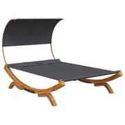 vidaXL Outdoor Lounge Bed with Canopy 165x203x126cm Solid Bent Wood Anthracite