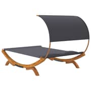 vidaXL Outdoor Lounge Bed with Canopy 165x203x126cm Solid Bent Wood Anthracite
