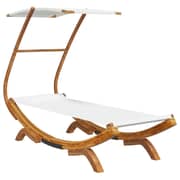 vidaXL Outdoor Lounge Bed with Canopy 100x190x134 cm Solid Bent Wood Cream