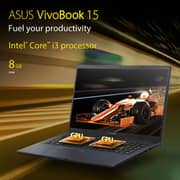 Asus VivoBook 15 Laptop - 11th Gen – Core i3 3GHz 8GB 512GB Shared Win11Home 15.6inch FHD Bespoke Black English/Arabic Keyboard X513EA BQ3396W (2022) Middle East Version