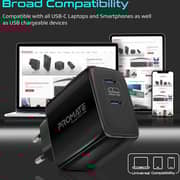 Promate 65W Dual Port Wall Charging Adapter Black