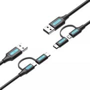 Vention Data Cable USB 2.0 to 2-in-1 Micro USB & USB-C Cable 0.5M Black PVC CQDBD