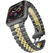 Caviar Compatible With Apple Watch Band, Stainless Compatible With Apple Watch Strap, Business Style Metal Watch Belt, Length Adjustment, For Iwatch Series 8 7 6 5 4 (38mm/40mm/41mm, Black/gold)