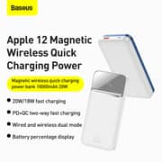 Baseus Magnetic Magsafe Wireless Quick Charging Power Bank 10000mah With 2 Usb Port 20w-white