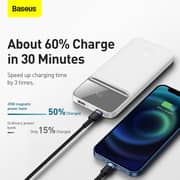 Baseus Magnetic Magsafe Wireless Quick Charging Power Bank 10000mah With 2 Usb Port 20w-white