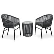 Vidaxl 3 Piece Bistro Set With Cushions Pvc Rattan Anthracite