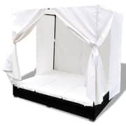 Vidaxl Outdoor Lounge Bed With Curtains Poly Rattan Black