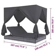 vidaXL Outdoor Lounge Bed With Curtains