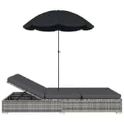 Vidaxl Outdoor Lounge Bed With Umbrella Poly Rattan Grey