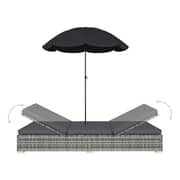 Vidaxl Outdoor Lounge Bed With Umbrella Poly Rattan Grey