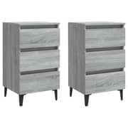 Vidaxl Bed Cabinets With Metal Legs 2 Pcs Grey Sonoma 40x35x69 Cm