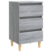 Vidaxl Bed Cabinet With Solid Wood Legs Grey Sonoma 40x35x69 Cm