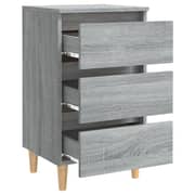Vidaxl Bed Cabinet With Solid Wood Legs Grey Sonoma 40x35x69 Cm