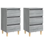 Vidaxl Bed Cabinets With Solid Wood Legs 2 Pcs Grey Sonoma 40x35x69 Cm