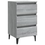 Vidaxl Bed Cabinet With Metal Legs Grey Sonoma 40x35x69 Cm