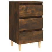 Vidaxl Bed Cabinet With Solid Wood Legs Smoked Oak 40x35x69 Cm