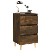 Vidaxl Bed Cabinet With Solid Wood Legs Smoked Oak 40x35x69 Cm