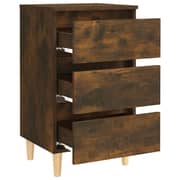 Vidaxl Bed Cabinet With Solid Wood Legs Smoked Oak 40x35x69 Cm