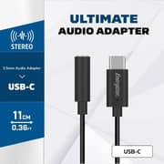 Energizer USB-C To 3.5mm AUX Adapter 11cm Black