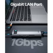 باسيوس 8 في 1 متعدد الوظائف من النوع C منفذ محول قاعدة شحن مع 4K HDMI CAHUB-CV0G رمادي / أسود