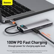 باسيوس 8 في 1 متعدد الوظائف من النوع C منفذ محول قاعدة شحن مع 4K HDMI CAHUB-CV0G رمادي / أسود