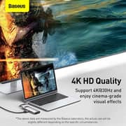 باسيوس 8 في 1 متعدد الوظائف من النوع C منفذ محول قاعدة شحن مع 4K HDMI CAHUB-CV0G رمادي / أسود
