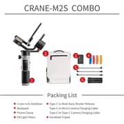 Zhiyun Crane M2s Gimbal Stabilizer For Mirrorless Camera Action Camera And Smartphone, Upgrade With Integrated Fill Light(combo With Trendy Bag)
