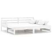 Vidaxl Pull-out Day Bed White Solid Pinewood 2x