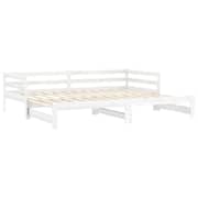 Vidaxl Pull-out Day Bed White Solid Pinewood 2x