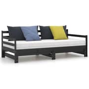 Vidaxl Pull-out Day Bed Black Solid Pinewood 2x