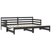 Vidaxl Pull-out Day Bed Black Solid Pinewood 2x