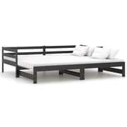 Vidaxl Pull-out Day Bed Black Solid Pinewood 2x