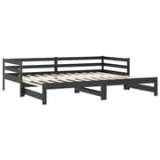 Vidaxl Pull-out Day Bed Black Solid Pinewood 2x