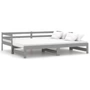 Vidaxl Pull-out Day Bed Grey Solid Pinewood 2x