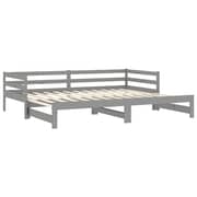 Vidaxl Pull-out Day Bed Grey Solid Pinewood 2x