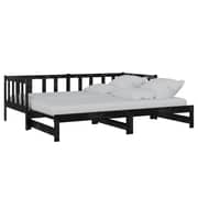 Vidaxl Pull-out Day Bed Black Solid Pinewood 2x