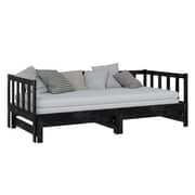 Vidaxl Pull-out Day Bed Black Solid Pinewood 2x
