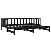 Vidaxl Pull-out Day Bed Black Solid Pinewood 2x