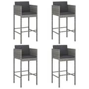 Vidaxl Bar Stools 4 Pcs With Cushions Grey Poly Rattan