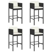 Vidaxl Bar Stools 4 Pcs With Cushions Black Poly Rattan