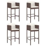 Vidaxl Bar Stools 4 Pcs With Cushions Brown Poly Rattan