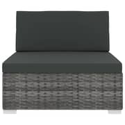 Vidaxl Sectional Middle Seat 1 Pc With Cushions Poly Rattan Grey