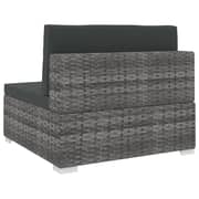 Vidaxl Sectional Middle Seat 1 Pc With Cushions Poly Rattan Grey