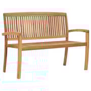 Vidaxl 2-seater Stacking Garden Bench 128.5 Cm Solid Teak Wood